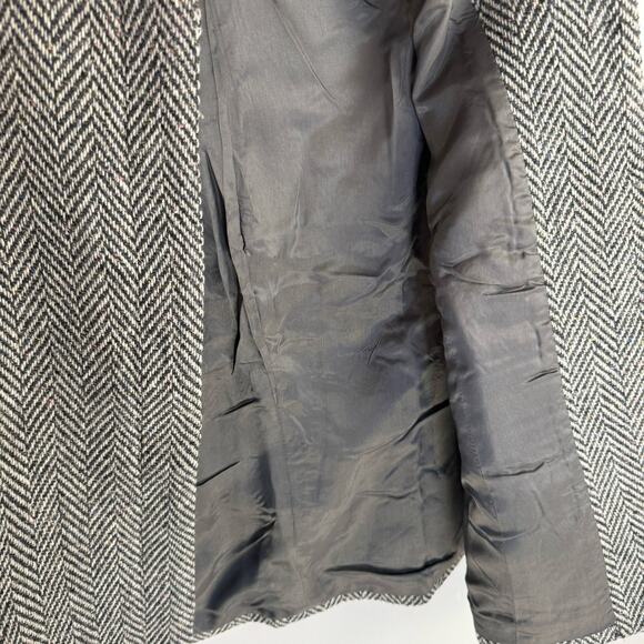 KATE HILL | Black & White Herringbone Peplum Wool Blend Pea Coat | Women's 14P - Picture 5 of 10